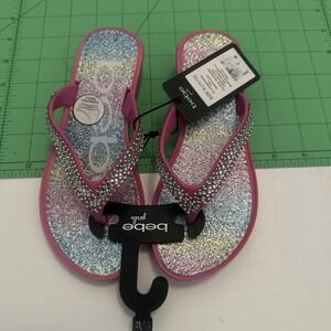 Bebe Girls Big Kid Sparkling Thong Flats Sandals Size 11 12 New